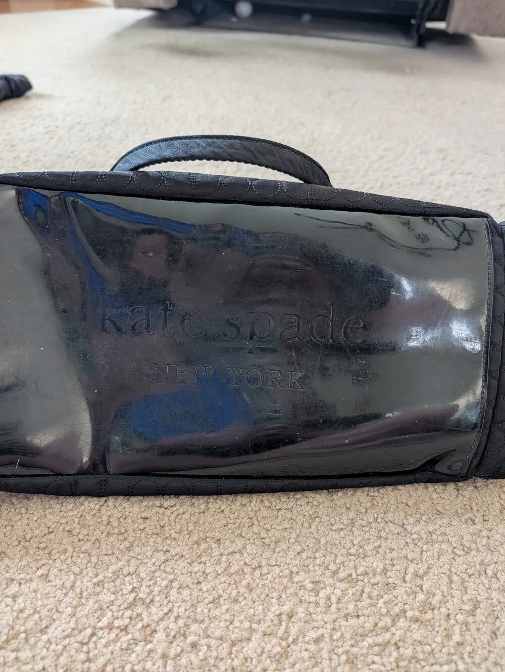 Quilted Kate Spade Black Tote Diaper Work Bag with Exterior And Interior Pockets